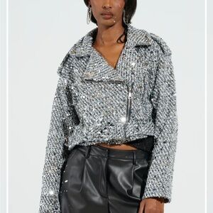 Azalea wang size small Silver Sequin Women's Jacket